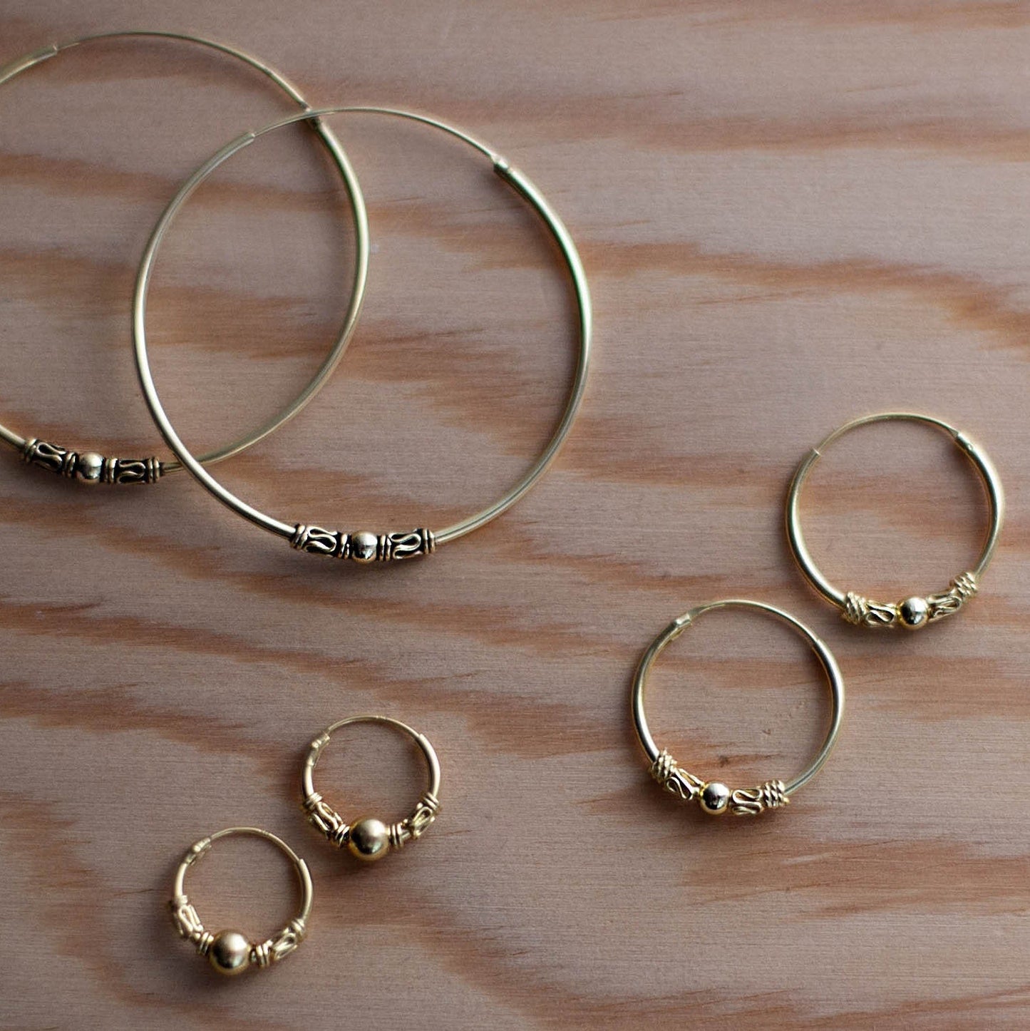 Gold plated Silver earrings - Gold bali ear hoops - Shiny small hoop - Bohemian jewelry - Gold earrings - Hippie hoops - Gold crystal hoop