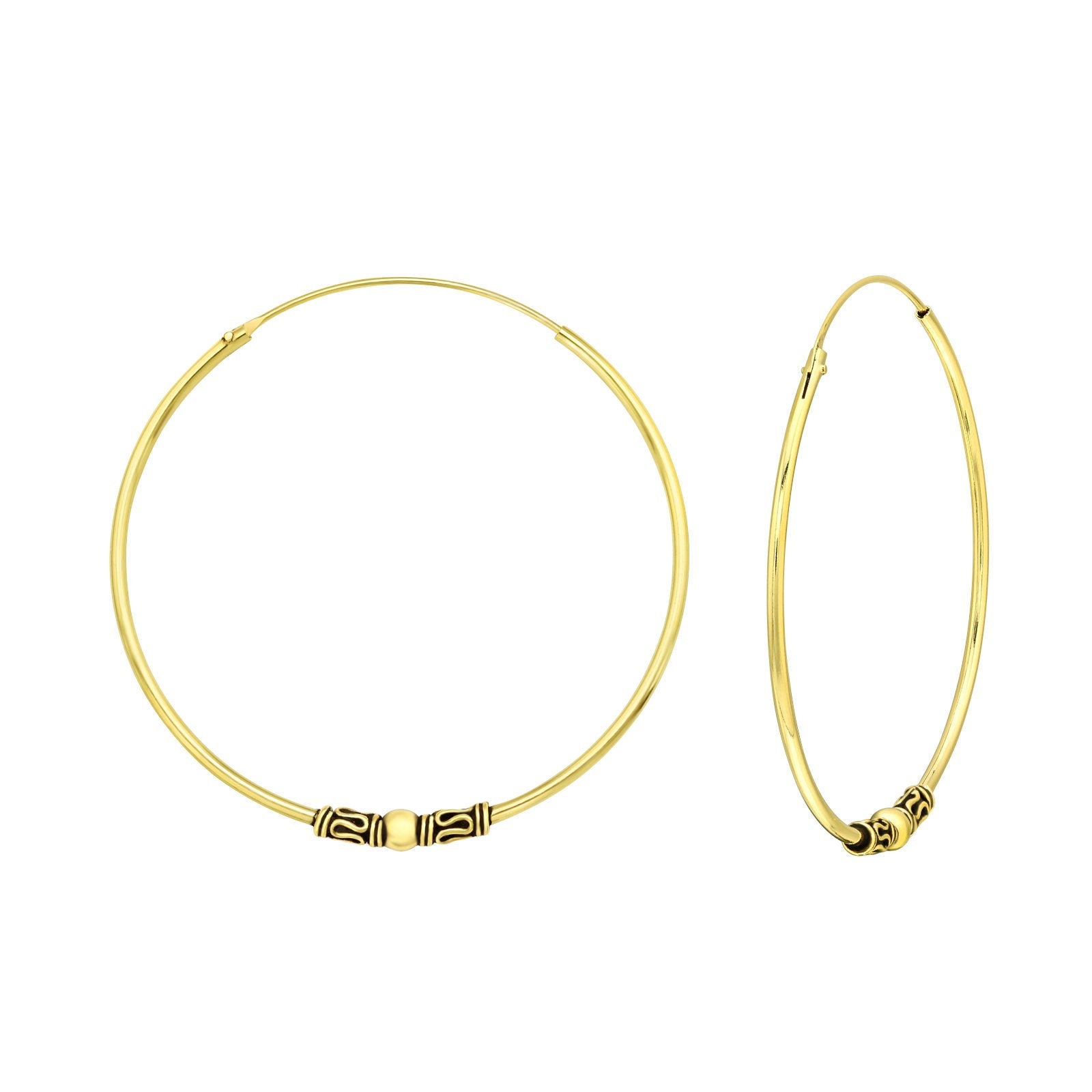 Gold plated Silver earrings - Gold bali ear hoops - Shiny small hoop - Bohemian jewelry - Gold earrings - Hippie hoops - Gold crystal hoop 